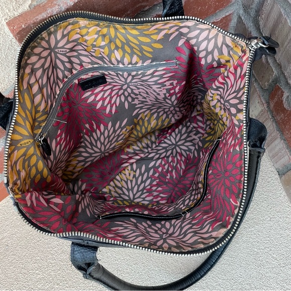 LODIS Siera Genuine Leather Luggage Travel Trolley Tote in Black w/Scarf - Picture 9 of 12